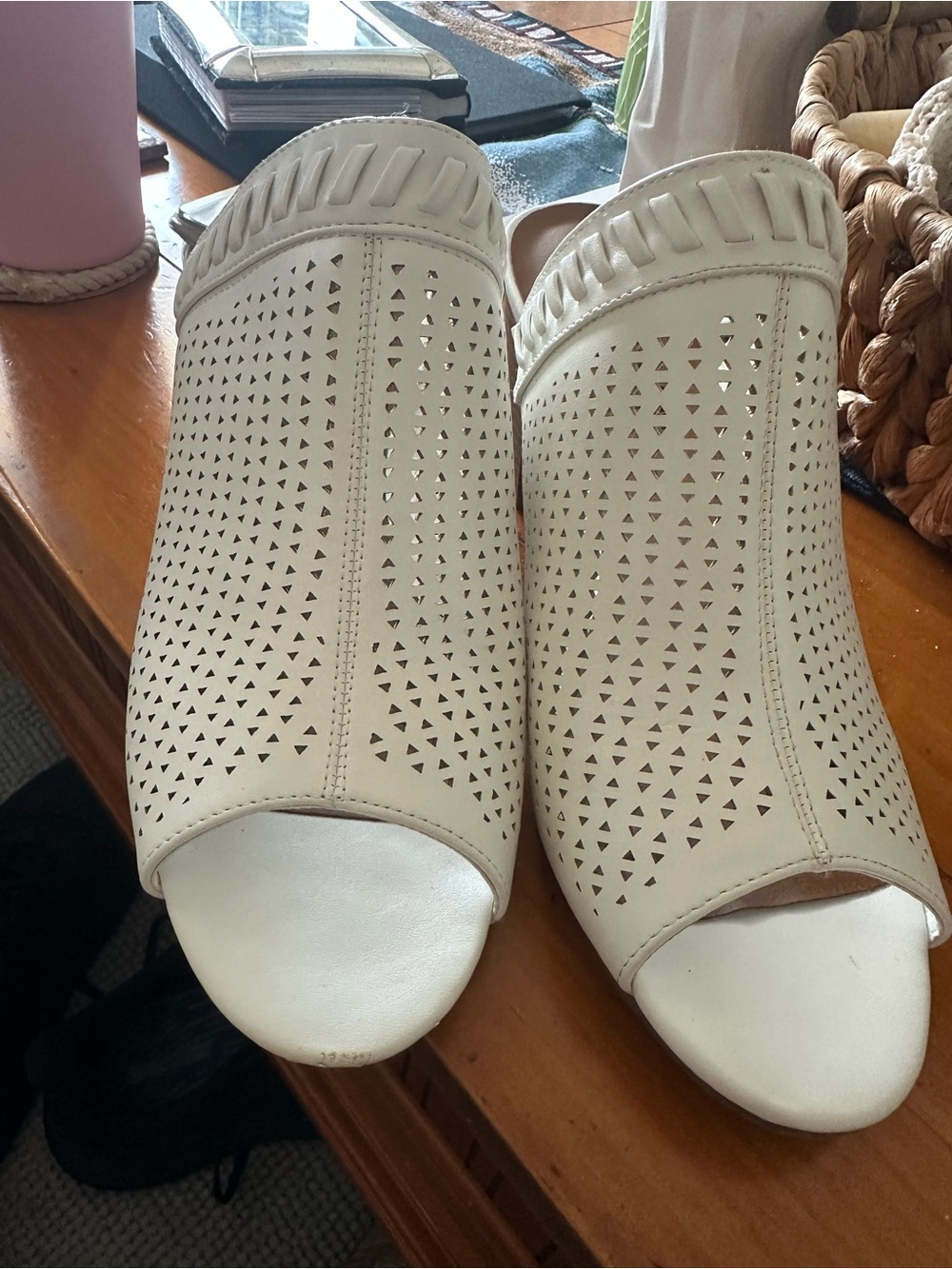 White Peep-Toe Mule - Women